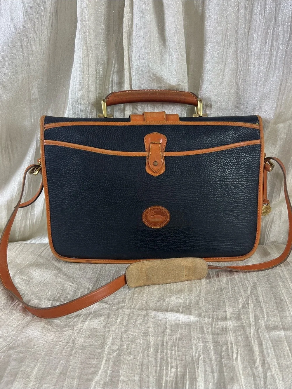 Vintage Dooney & Bourke AWL Black Leather Briefcase USA Made